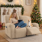 Recliner Loveseat Covers, 4-Piece Stretch Geometric Strokes Jacquard Reclining - Image 5