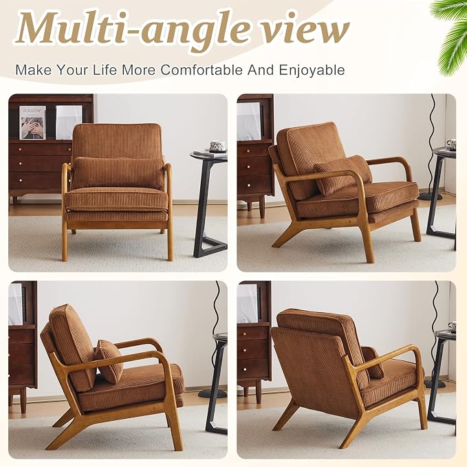 VINGLI Upgraded Premium Corduroy Accent Chair, Upholstered Arm Chair, Solid - Image 9