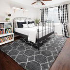 Area Rugs for Bedroom Living Room, 4x6 Fluffy Grey and White Geometric Rug | - Image 6