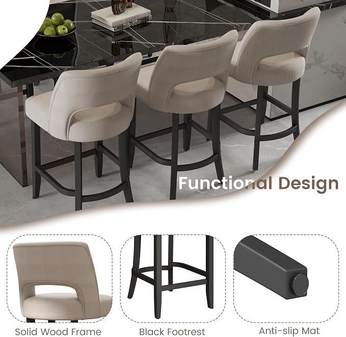 VKNOW Bar Stools Set of 6, Modern Counter Stools - Image 7
