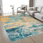5x7 Area Rug Living Room: Modern Washable Soft Carpet Rosy Haze | by FXRHLP