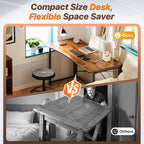 Huuger Folding Desk for Small Spaces, 47.2 Inch Foldable Computer Table - Image 3