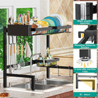 YKLSLH Over The Sink Dish Drying Rack 2 Tiers, Expandable Large Capacity Sink - Image 3