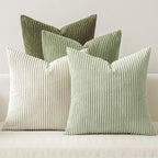 MIULEE Soft Corduroy Decorative Throw Pillow Covers Light Green 18x18 | Set of 4 by MIULEE