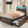 Rolanstar Twin Bed Frame with 4 Storage Drawers & 2-Tier Storage Headboard by Rolanstar
