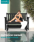 SERWALL 2 Person Patio Glider Bench, HDPE Material Weather-Resistant Swinging - Image 8
