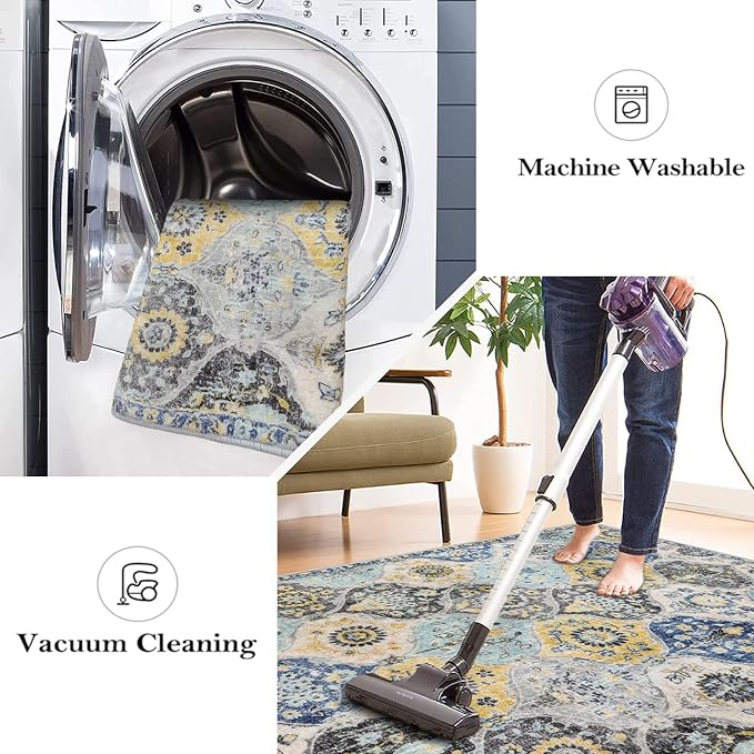 Lahome Moroccan Washable Area Rugs 5x7, 5x7 Rugs - Image 4