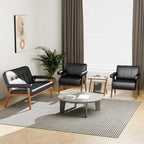 STHOUYN Black Leather Accent Chairs, Mid Century Modern Chair, Side Arm Chairs - Image 7