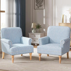 HUIMO Linen Fabric Accent Chairs Set of 2, Mid-Century Modern Armchair - Image 6
