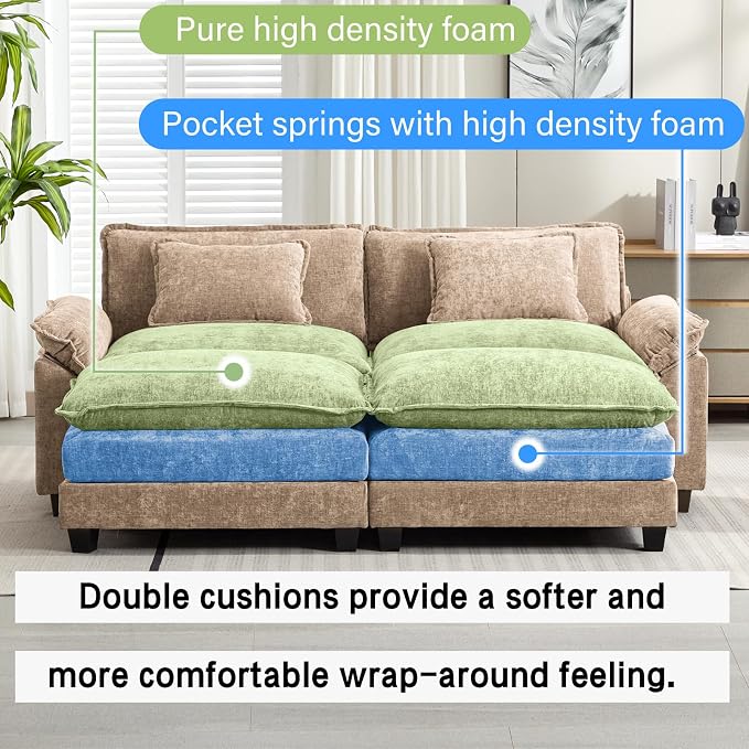 Oprisen 86" Modular Sectional Sofa, Comfy Cloud Couch Sectional Sofa - Image 3