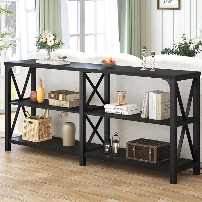 LVB Industrial Entryway Table, Farmhouse Rustic Console Tables Behind Couch - Image 4