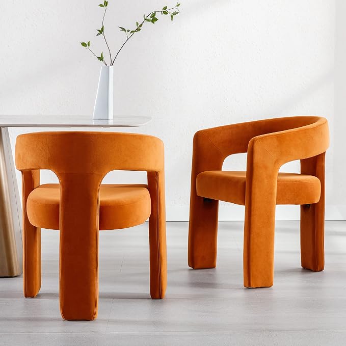 RIVOVA Modern Barrel Dining Chair, Velvet Upholstered Accent Side Chair - Image 7