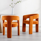 RIVOVA Modern Barrel Dining Chairs Set of 3, Velvet Upholstered Accent Side - Image 3