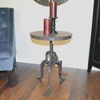 Carolina Chair & Table Adjustable Hand Crank 18" Wooden Top Rustic Side Table - Image 2