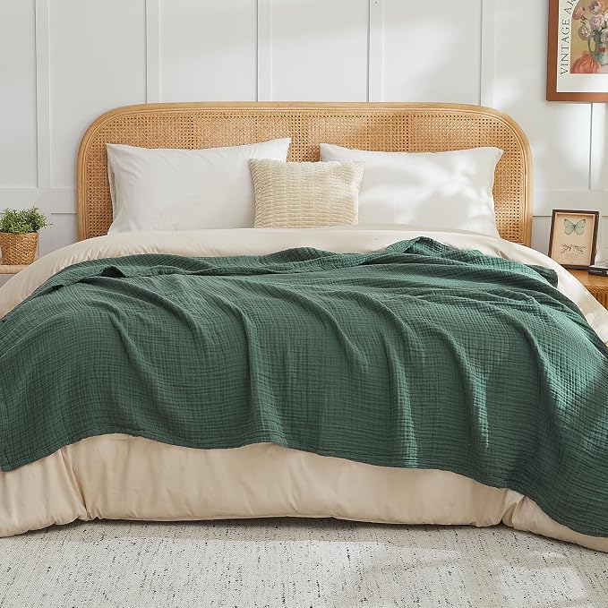 EMME Muslin Blankets for Adults Throw Blanket for Couch Breathable Gauze Soft - Image 4