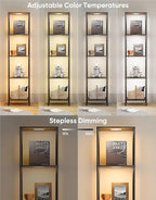 Display Shelf with RGBW Light, Color Changing Curio Cabinet Floor Lamp with - Image 4