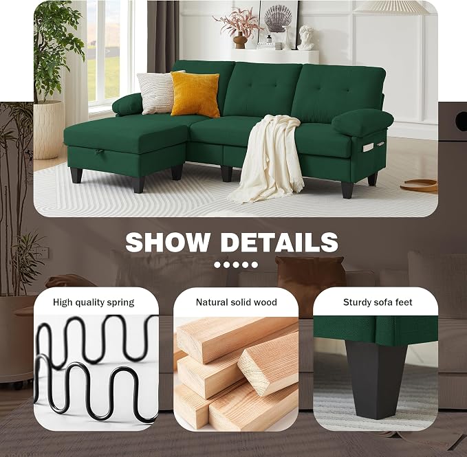 Sectional Sofa Couch for Living Room, Deep 3-Seater L Shaped Couches - Image 3