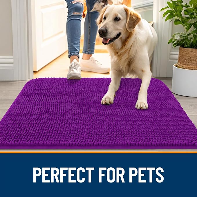 OLANLY Dog Door Mat for Muddy Paws 36x24, Super Absorbent Chenille Mud Mat | - Image 6