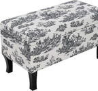 Linon Stephanie Black and White Toile Fully Upholstered Bench - Image 17