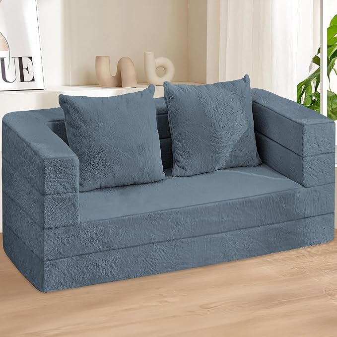 Futon Sofa Bed with Pillow, 3-in-1 Sleeper Sofa Bed with Removable Cover - Image 2
