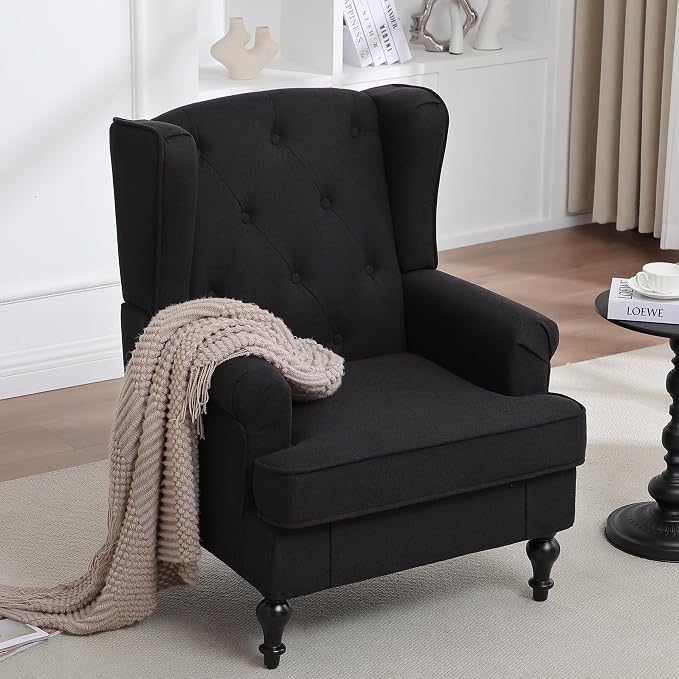 Accent Chair for Living Room, Mid Century Modern Upholstered Armchair, Wingback - Image 8