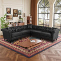 KEIKI 99" L-Shaped Luxury PU Leather Chesterfield Sectional Sofa by KEIKI