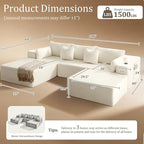 108" Cloud Sectional Couch, Comfort U Shaped Boneless Couch - Image 2