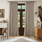 Dark Flax Linen Pinch Pleated 100% Black Out 105 Inch Curtains by Twodrapes