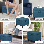 Adeco Square Fabric Storage Ottoman - Image 6