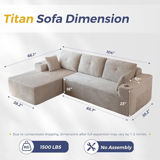 MAXYOYO 104" Modular Sectional Couch - Image 2