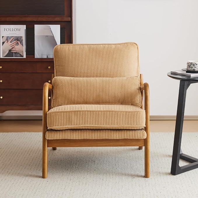 Karl home Mid-Century Modern Accent Chair, Living Room Chairs - Image 4