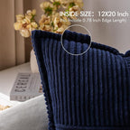 MIULEE Decorative Lumbar Throw Pillow Covers 12x20 Inch Navy Blue 2 Pack | Boho - Image 2