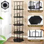 SUNMORY 5 Tier Rotating Bookshelf Tower, Revolving 360 ° Spinning Bookcase - Image 2