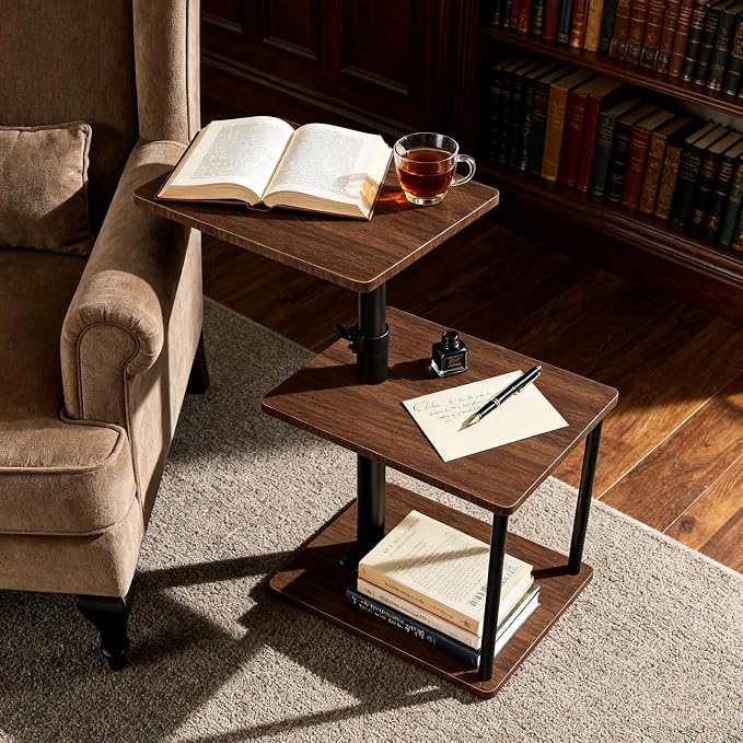 Faesun Swivel Side Table for Couch Arm, Height Adjustable C Shaped End Table - Image 2
