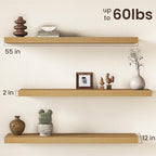 Oak Floating Shelves 55Inch Long, 12 Inch Deep Floating Shelves - Image 3
