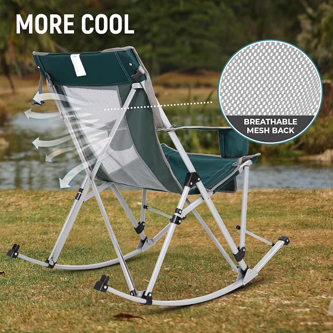 FUNDANGO Rocking Camping Chair, High Mesh Back Portable Folding Camp Chairs - Image 5
