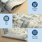 GarveeHome Vintage Blue Non-Slip Washable 2x6 Kitchen Runner Hallway Rug - Image 3