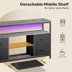 Huuger TV Stand Dresser with Power Outlets and LED Lights, 4 Drawers - Image 5