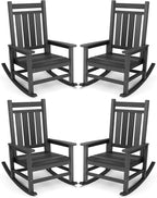 SERWALL Outdoor Rocking Chair Set of 4, HDPE Rocking Chair by SERWALL