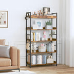 HCHQHS 5 Tier Bookshelf, Adjustable Industrial Bookcase, Vertical Tall Book - Image 2