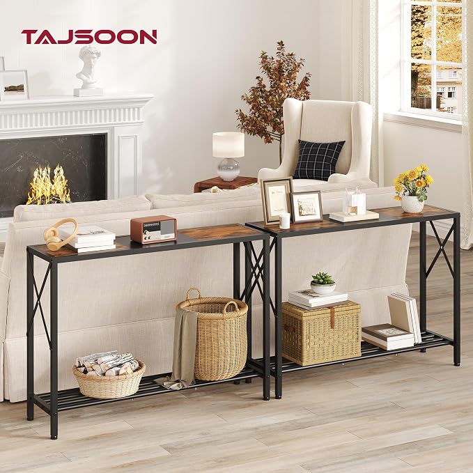 Tajsoon Console Table 41.8”, 2-Tier Industrial Entryway Table, Narrow Entrance - Image 2