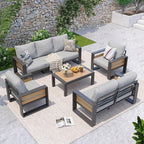 Aoxun Aluminum Patio Furniture Set, 7 Seats Luxury Metal Patio Conversation Sets by Aoxun