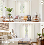 YoungsTex Ivory Linen Curtains 63 Inch Length - Image 2