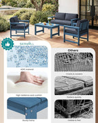 SERWALL Blue HDPE Outdoor Loveseat - Image 9