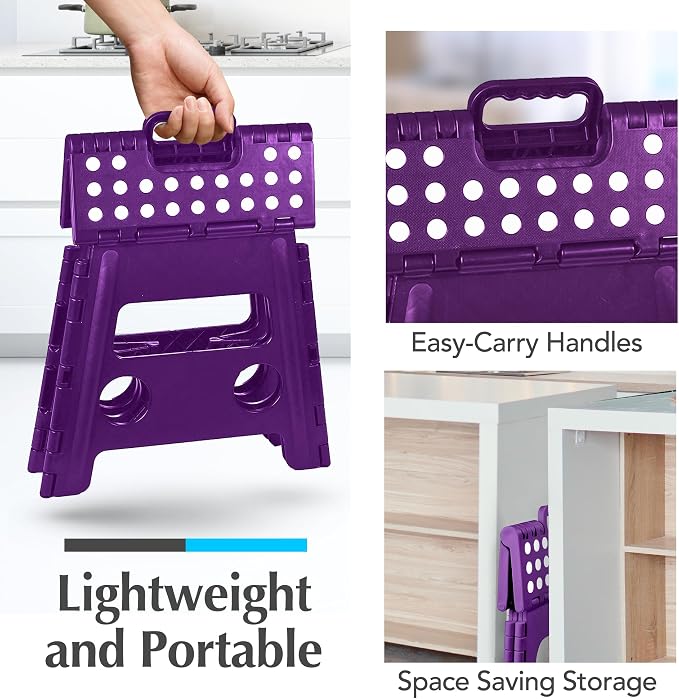 Handy Laundry Folding Step Stool 13 Inch – Sturdy Plastic Foldable Step Stool - Image 7