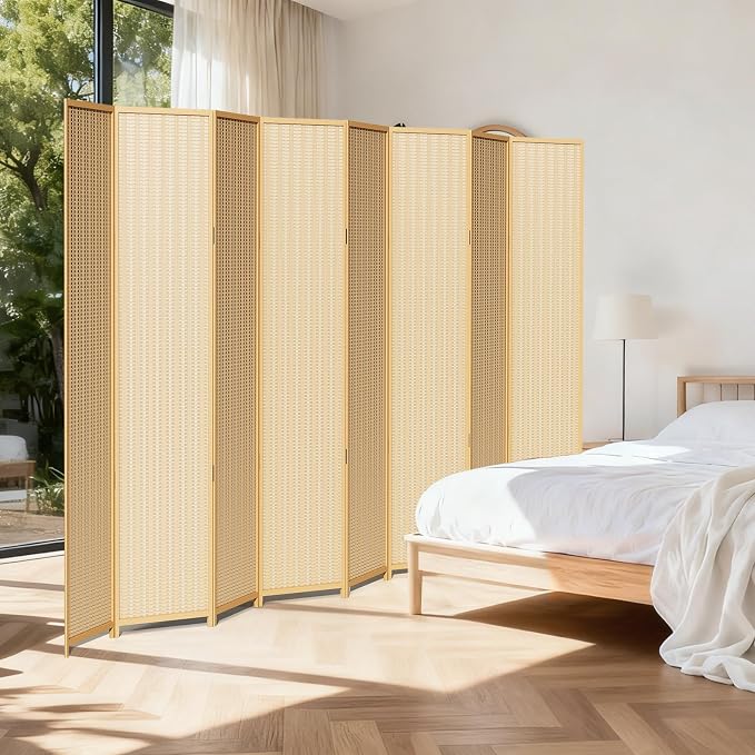 8 Panel Room Divider and Extra Wide Folding Privacy Screen, Bamboo Room Divider - Image 8