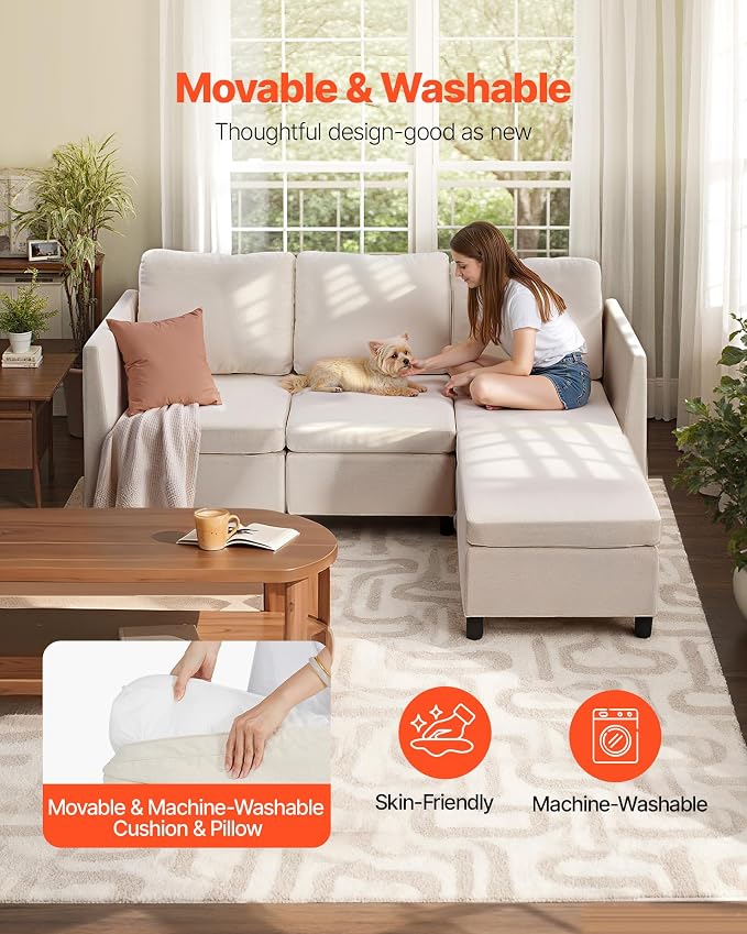 VEVOR Modular Sectional Sofa, 3-Seater Modular Sofa - Image 5