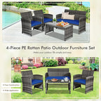 Goplus 4-Piece Rattan Patio Furniture Set, Outdoor Wicker Conversation Sofa - Image 5