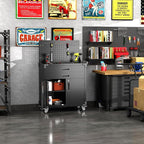 SUXXAN Black Tool Cart with Pegboard and 4 Hooks, Garage Storage Cabinet on - Image 6