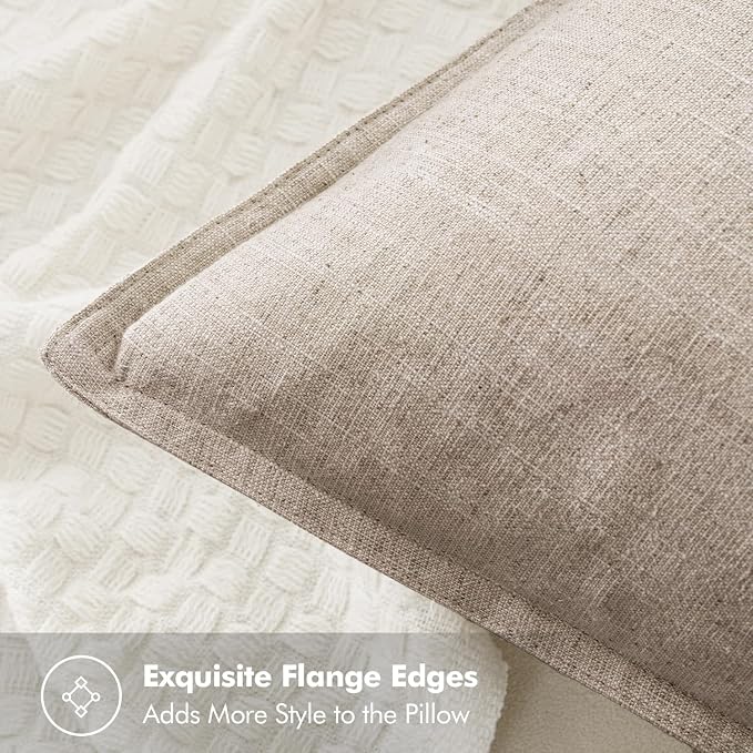 MIULEE Decorative Linen Pillow Covers 18x18 Inch Natural Linen | Boho - Image 2